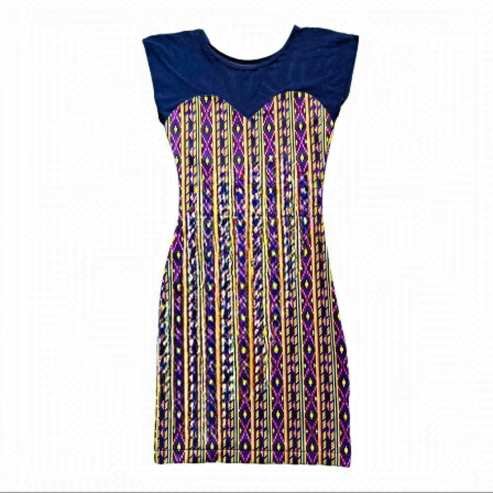 American Apparel  Bodycon Dress Size XS  Purple Mesh Illusion-neckline  Purple - Picture 2 of 9